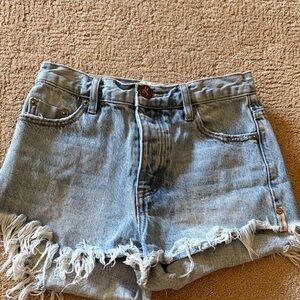One Teaspoon Light Blue Frayed Jean Shorts